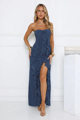 Twirl Queen Strapless Maxi Dress Teal