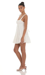 Floral Eyelet Babydoll Dress in White