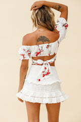 Perfect Timing Pleated Waist Frill Trim Mini Skirt White