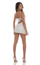 Velvet Sequin Bodycon Dress in White