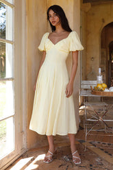 Force of Habit Midi Dress Yellow