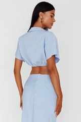Coast To Coast Tied Crop Top Blue