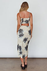 Miss Me Tied Bust Crop Top Floral Cream