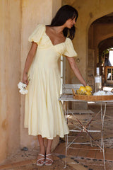 Force of Habit Midi Dress Yellow