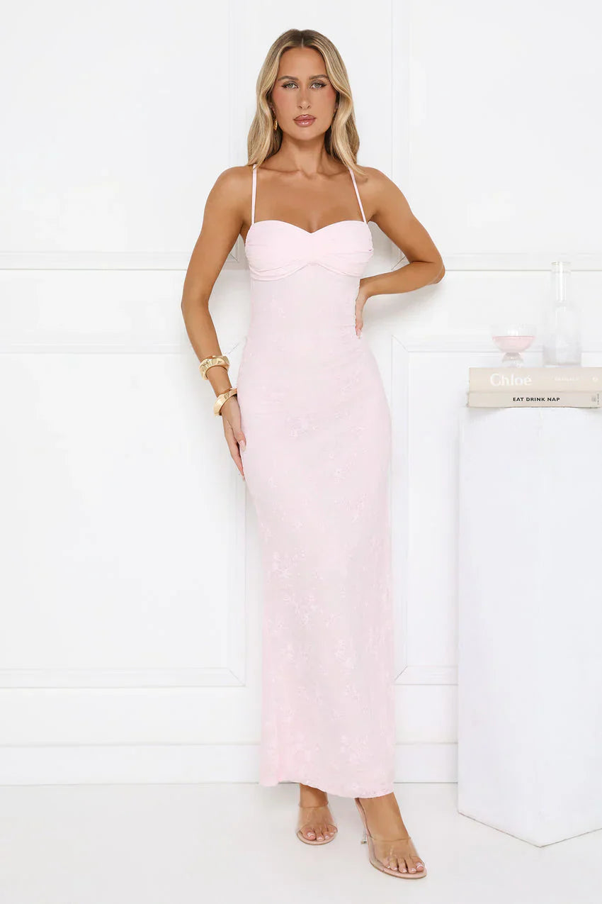 Love Bitten Lace Maxi Dress Pink