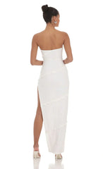Ruffle Strapless Dress in White