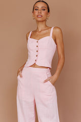 Play It Cool Button Up Top Pink