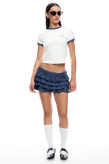 LIONESS Match Point Mini Skort Ivory Navy
